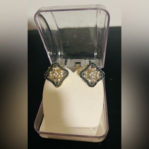 Square blue silver earrings